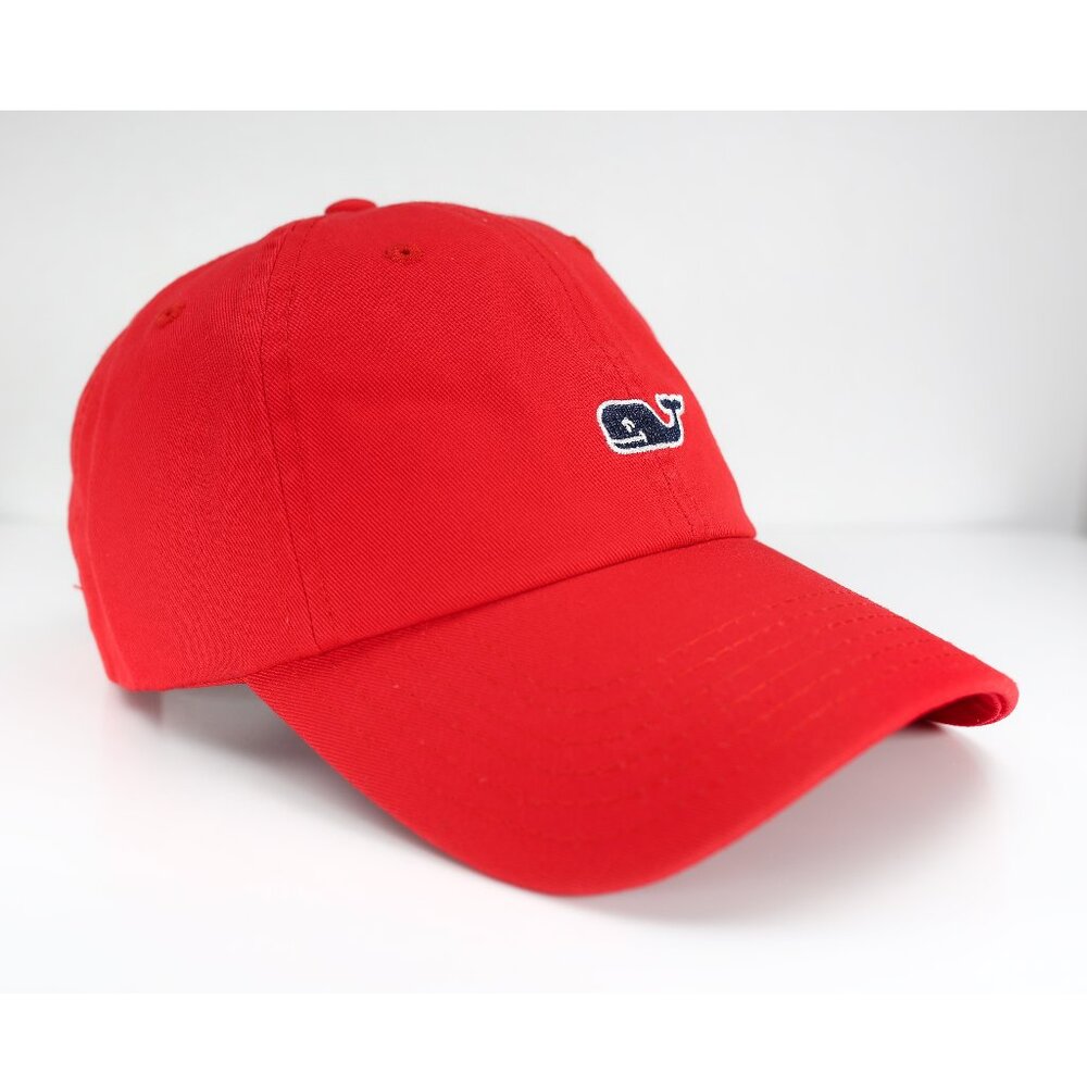 NWT Vineyard Vines Whale Logo Golf/Baseball Cap with Adjustable Strap Red Cotton